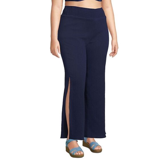 Land’s End Plus Cotton Gauze split leg elastic waist swim coverup Pants 2X - Picture 2 of 6